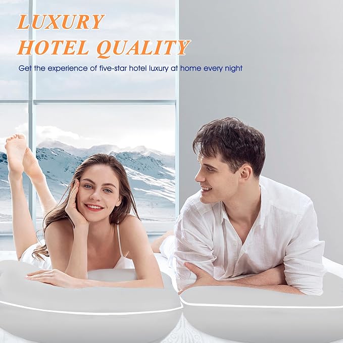 MZOIMZO Bed Pillows for Sleeping- Standard Size, Set of 2, Cooling Hotel Quality with Premium Soft Down Alternative Fill for Back, Stomach or Side Sleepers, 43x66CM, Light Grey
