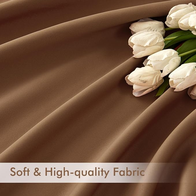 MIULEE Cappuccino Brown Back Tab Blackout Curtains 52"x96" Long 2 Panel Set | Rod Pocket Pinch Pleated, Thermal Insulated, Bedroom Living Room Darkening Drapes, Light Blocking Floor to Ceiling Curtains