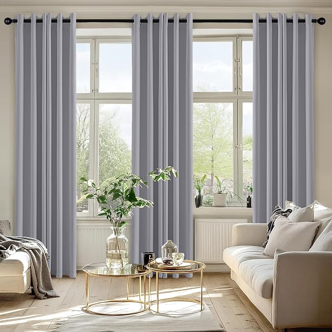 MIULEE Blackout Curtains for Bedroom 2 Panels 40 x 84 Inch Long Silver Grey | Thermal Insulated, Living Room Darkening Grommet Drapes, Noise Reducing, Light Blocking Window Treatments