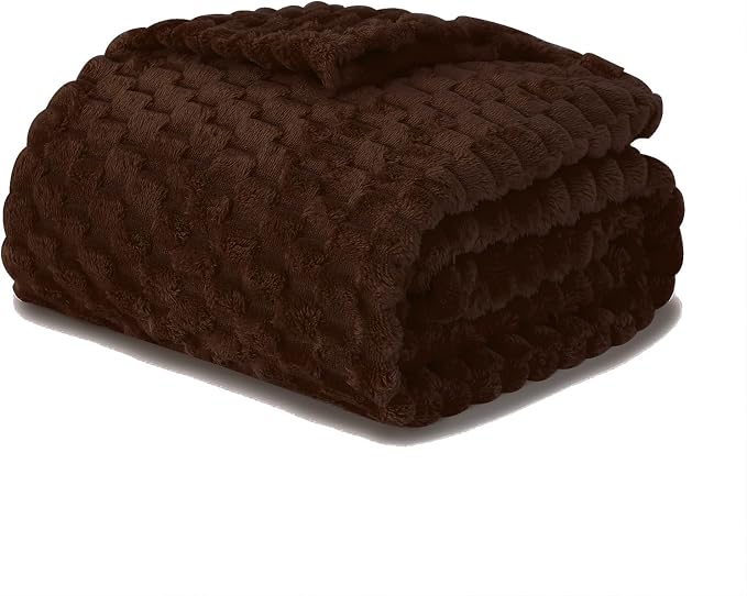 Puncuntex Brown Throw Blanket 60"×80" inches Fuzzy 3D Jacquard Decorative | Flannel Fleece Super Soft Plush Cozy Blanket for Couch Sofa Chair Lightweight