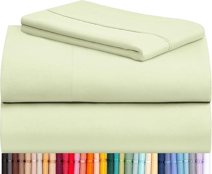 LuxClub Twin Size Sheets Set, Cooling & Soft Deep Pocket Bed Sheets, 3PC | LuxClub Silky Fitted Sheet & Pillowcase Sets, Breathable Hotel Luxury Bedding for Mattress Wrinkle Free, Sage Green