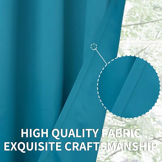 BGment Peacock Blue Blackout Curtains for Bedroom 72 Inch Long - 2 Panels | Grommet Top, Black Out, Room Darkening, Sunblock, Thermal Insulated, Window Drapes for Kids Boys Room, 42x72 Inch