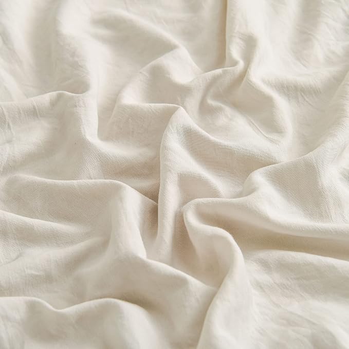 Cream King Ruffled Shams - Set of 2, Cute Solid Fringe Design, Beige Grey - Shabby Chic Pillowcases (King, 20''x36'')