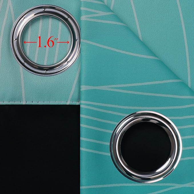 Navy Blue and Teal Gradient Blackout Curtains for Bedroom 45 Inches Long | Estelar Textiler Ombre Curtains for Bathroom,Room Darkening,Thermal Insulated,Light Blocking Grommet Drapes,42Wx45L,2 Panels