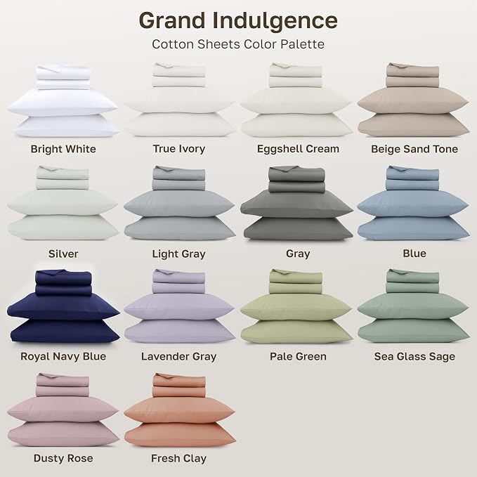 California Design Den 1000 Thread Count Cotton Queen Sheet Set 4pc, Silver | Backed by Good Housekeeping Seal - 100% Cotton Sateen - Soft, Thick & Heavy, 16" Deep Pocket, All-Around Elastic, Durable