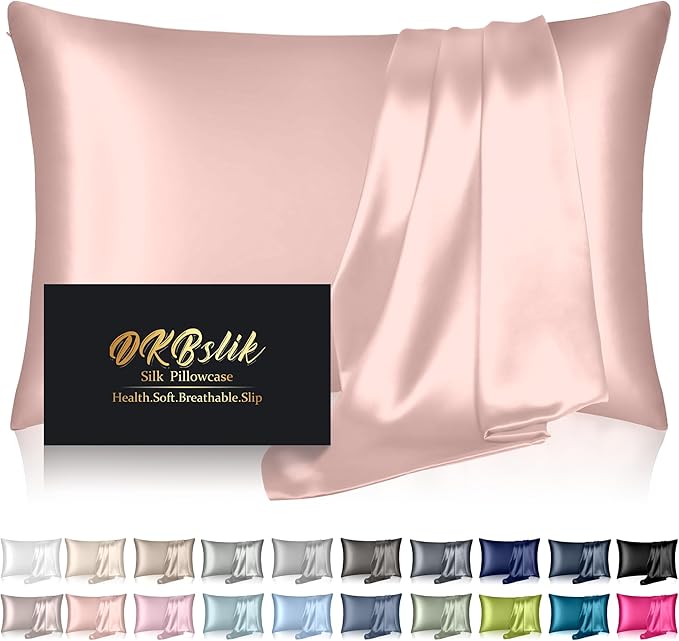 Mulberry Silk Pillow Cases King Size, Silk Pillowcase for Hair and Skin, Anti Acne Cooling Sleep Both Sides Natural Silk Satin Pillow Case Covers with Hidden Zipper, Gifts for Women Men, Coral