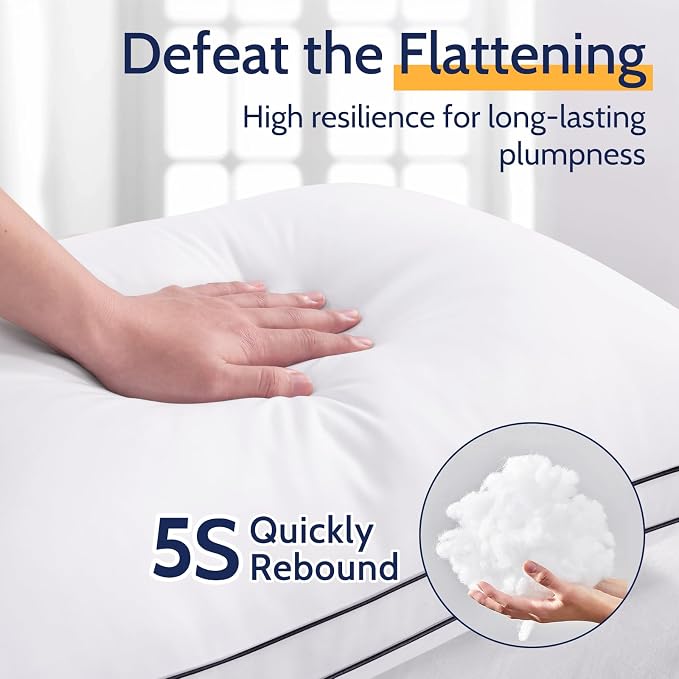 ROUMEA King Size Pillows Set of 2, Gusseted Bed Pillows for Sleeping | Luxury Hotel Quality, Supportive King Pillows with Soft Down Alternative for Back Stomach Side Sleepers,Machine Washable