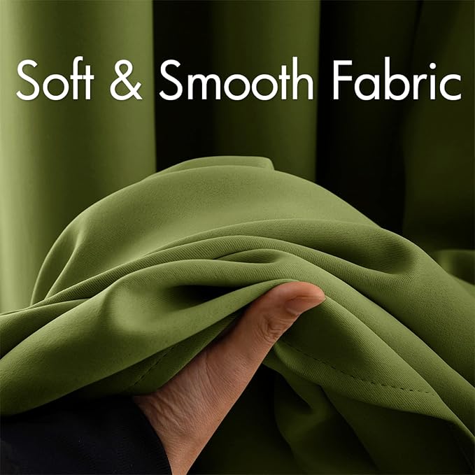 MIULEE Moss Green Blackout Bedroom Curtains 90 Inch Long Light Blocking | Grommet Top, Room Darkening Window Drapes, Privacy Protection, Thermal Insulated, Heat Blocking