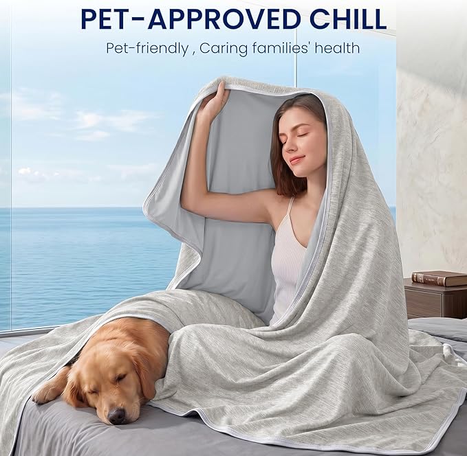 Topcee Cooling Blanket(90"x108"King Size) for Night Sweats Absorbs Heat to Keep Adults Cool on Warm Nights, Q-Max 0.5 Cooling Blankets for Hot Sleepers, Ultra-Cool Lightweight Blanket for Bed | Absorbs Heat Cold Summer Blanket for Night Sweats & Menopa...