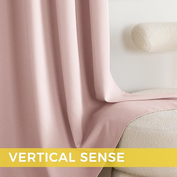 NICETOWN Blush Pink Room Darkening Curtains 45 Inches Long 2 Panels for Girls Room, Bedroom, Nursery Thermal Insulated Blackout Drapes Solid Grommet Noise Reducing Window Curtains, W40