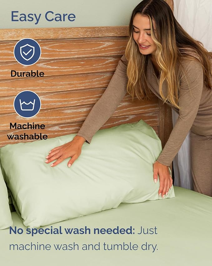 Extra Deep Flex Top Split Head King Sheet Set - 6 Piece Breathable and Cooling Sheets - Hotel Luxury Bedding for Women, Men, Kids & Teens - Easy Secure Fit - Extra Deep Pockets - Light Sage Green