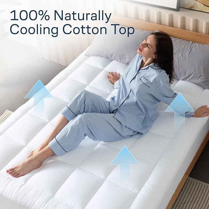 Niagara Sleep Solution 100% Cotton Top Cooling Mattress Topper - Cal King | Cloud-Like Mattress Pad, Breathable, 20" Deep Pocket, Back Pain Relief, Perfect for Hot Sleepers, White