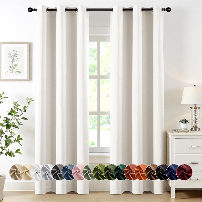 MIULEE Blackout Curtains for Bedroom 2 Panels 40 x 80 Inch Long Ivory | Thermal Insulated, Living Room Darkening Grommet Drapes, Noise Reducing, Light Blocking Window Treatments