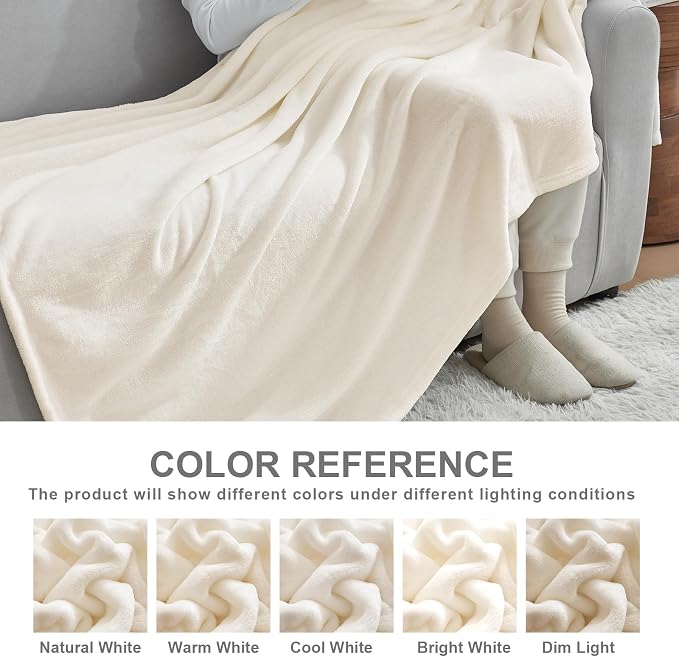Hansleep Queen Beige Fleece Blanket, Soft Flannel Bed Blanket | Fuzzy Cozy Blanket 90x90 Inches, Multi-use for Bed, Sofa, Couch, Travel, Camping, All Season Warm Lightweight Cover