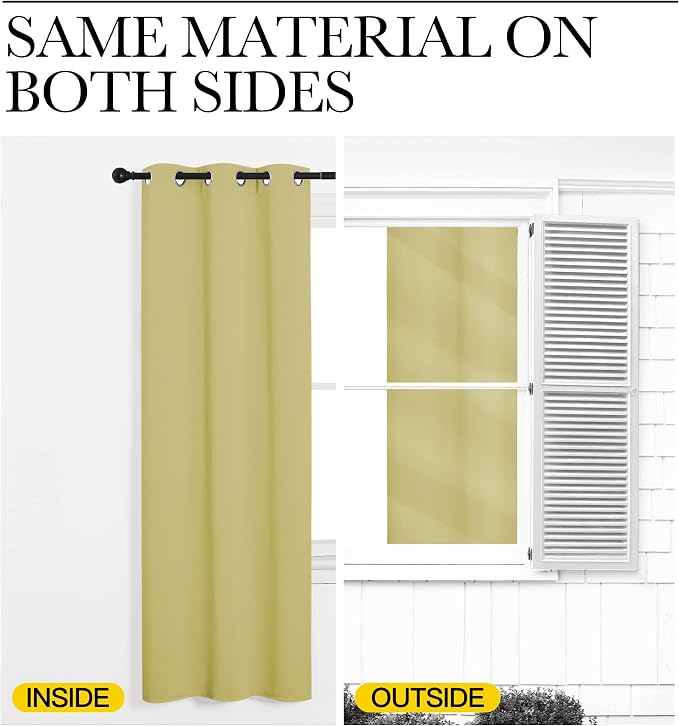 NICETOWN Room Darkening Curtains for Kitchen, Paler Yellow, Set of 2, 42 inches Wide by 50 inches Long, Window Treatment Thermal Insulated Solid Grommet Room Darkening Curtains/Drapes for Bedroom