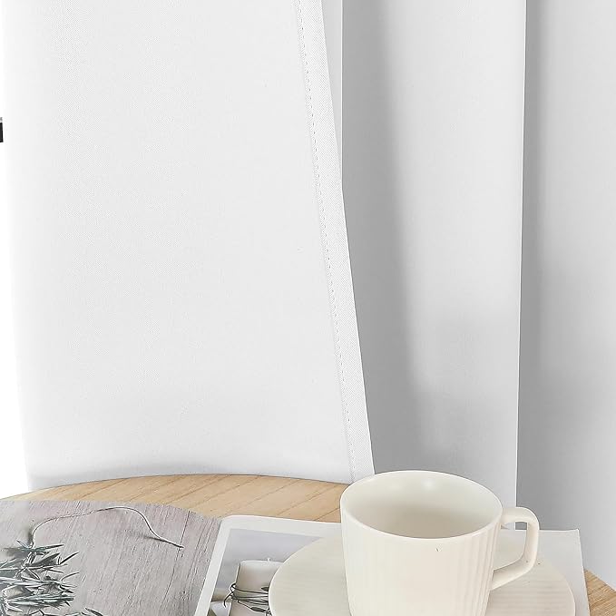 Joydeco Curtains 84 Inches Long 2 Panels Set, Thermal Insulated Long Curtains& Drapes 2 Burg, Room Darkening Drapes for Bedroom Living Room Window (Pure White, W52 x L84 Inch)