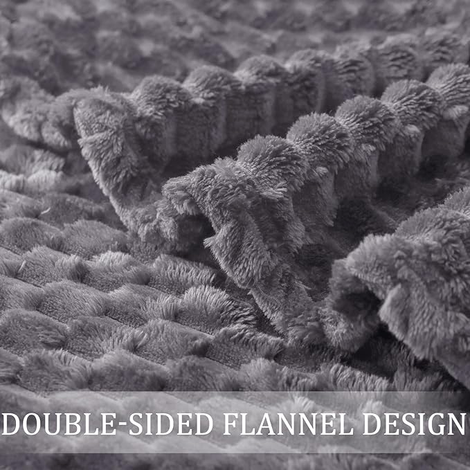 Exclusivo Mezcla Large 3D Fleece Throw Blanket for Couch, Dark Grey | Extra Soft Fuzzy Plush Lightweight Throws, Cozy Fluffy Decorative Blankets for All Seasons, 50x70 Inches