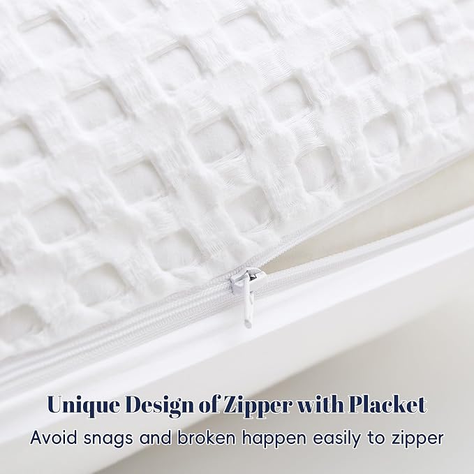 PHF 100% Cotton Waffle Body Pillowcase with Zipper, 1 Pack 20" x 54" Soft Skin-Friendly Pillow Sham, No Filling, Aesthetic Woven and Breathable Waffle Weave Body Pillow Cover for Bed, White