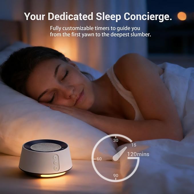 White Noise Machine with Night Light – 20 Soothing Sounds, 10 Color Lights, 5 Timer Settings & Memory Function, Portable Sleep Sound Machine for Baby Nursery, Kids & Adults,Wood