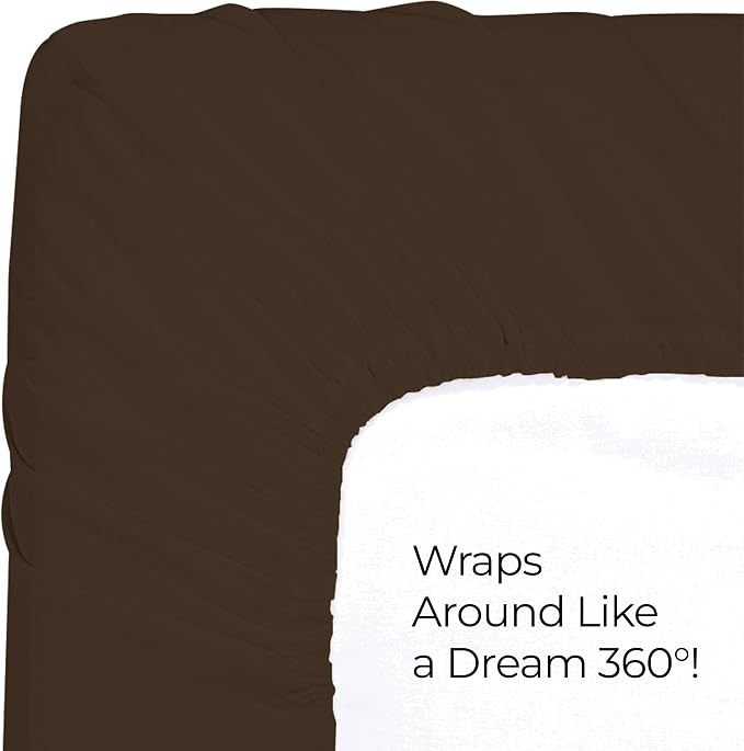 King Fitted Sheet, Ultra Soft Fits Up to 16 Inch Deep Pocket, Brown | Hotel Comfort, Cooling & Breathable Cotton like Polyester, Easy Fit, Wrinkle & Fade Resistant, Snug Fit, Easy Care, Oeko-Tex