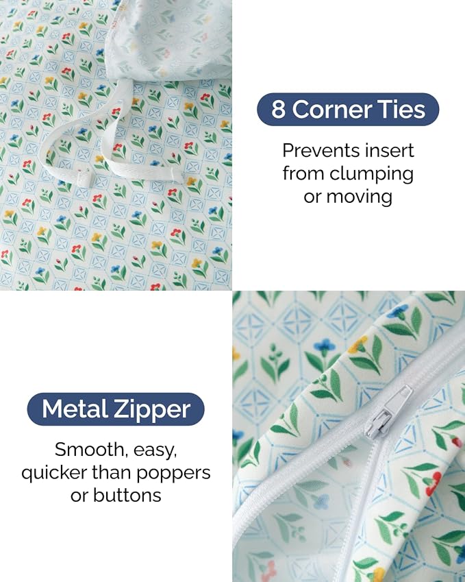 Duvet Cover Queen Size - Floral Duvet Cover - 3 Piece - Talavera Garden | Soft Floral Duvet Cover 90 x 90 with 2 Pillow Shams, Zipper Closures & Ties, Floral Bedding for Women, Men, Kids & Teens