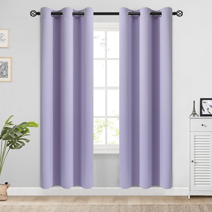 COSVIYA Grommet Blackout Room Darkening Lilac Curtains 72 inch Length | Thick Polyester Light Blocking Insulated Thermal Window Curtain Drapes for Bedroom/Living Room,38x72 inches,2 Panels