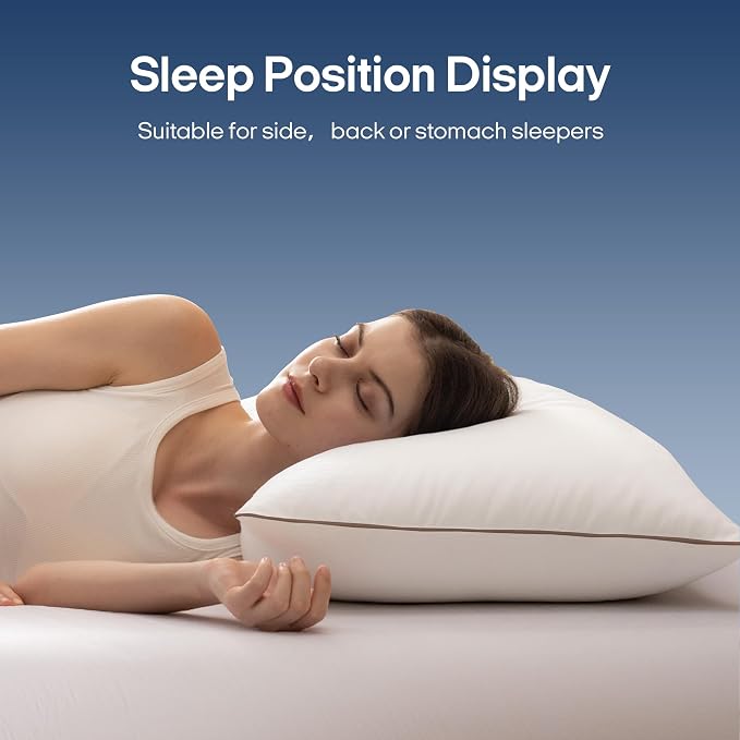 puredown® Goose Feathers and Down Pillows, Premium Luxury Pillows with 100% Cotton Cover, 2 Pack, Standard Size, 20x26 Inches