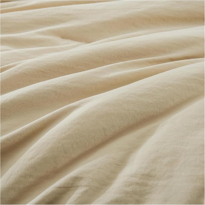 King Size Comforter Set- 7 Pieces Prewashed Bed in a Bag King Bedding Sets | Soft All Season Comforter with Sheets, Pillow Shams & Pillowcases, Beige
