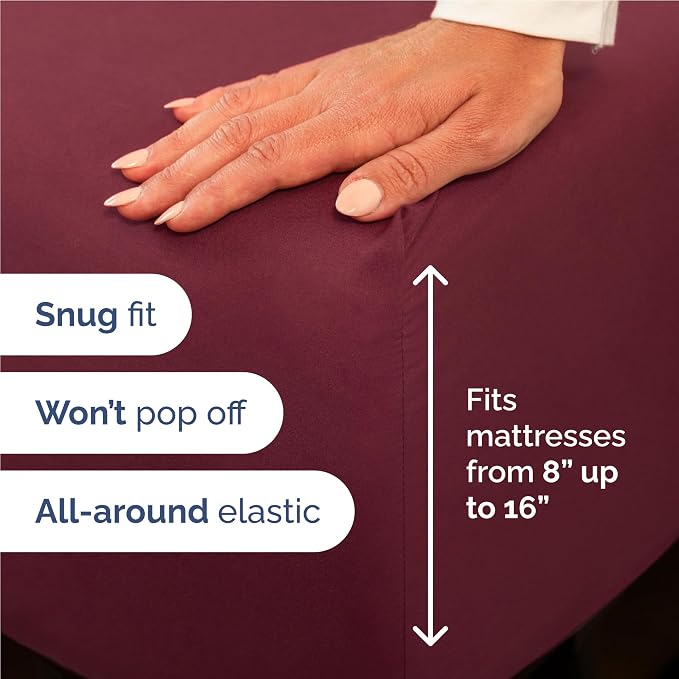 Full Size 4 Piece Sheet Set - Comfy Breathable & Cooling Sheets - Burgundy | Hotel Luxury Bed Sheets for Women & Men, Deep Pockets, Easy-Fit, Extra Soft and Wrinkle Free Sheets, Oeko-Tex Bed Sheet Set