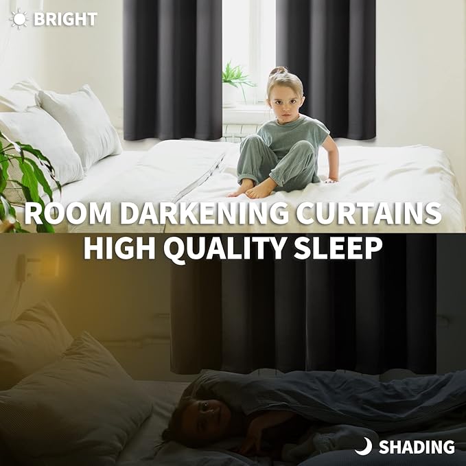 BGment Blackout Curtains - Grommet Thermal Insulated Room Darkening Bedroom and Living Room Curtain, Set of 2 Panels (52 x 54 Inch, Dark Grey) | Grommet Top, Black Out, Room Darkening, Sunblock, Thermal Insulated, Window Drapes for Kids Boys Room, 52x5...