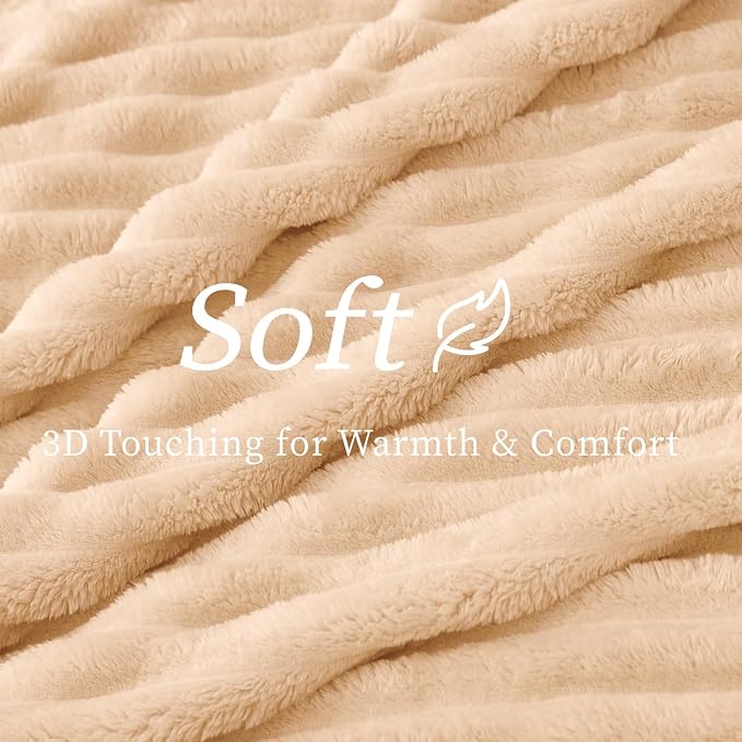 BEDELITE Ribbed Twin Blanket for Couch & Bed, Blush Sand, 60"x80" | Ultra-Soft Plush Fleece, Cozy, Warm Yet Lightweight, Ribbed Texture, Home Decor, Machine Washable, Giftable, All-Season Use