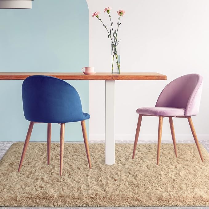 Modern Soft Fluffy Large Shaggy Rug for Bedroom Livingroom Dorm Kids Room Indoor Home Decorative, Non-Slip Plush Furry Fur Area Rugs Comfy Nursery Accent Floor Carpet 4'x6' Light Tan