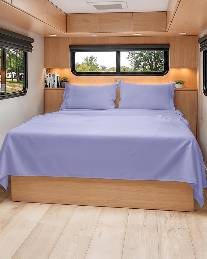 Short Queen Size 4 Piece Bed Sheet Set - RV Short Queen Sheets - Lavender | Ultra-Soft, Breathable & Cooling Bed Sheets Set with Deep Pockets, Hotel Luxury Bedding for Women & Men, Wrinkle & Fade Free