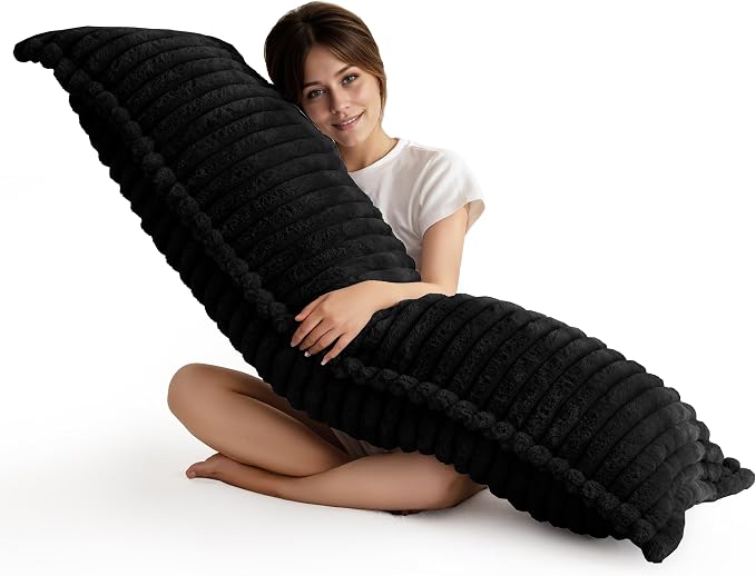 HIGOGOGO Memory Foam Body Pillow, Thickened Large Long Bed Pillow for Adults, Full Body Pillow with Removable Pillow Cover (20x54 Inch), Black