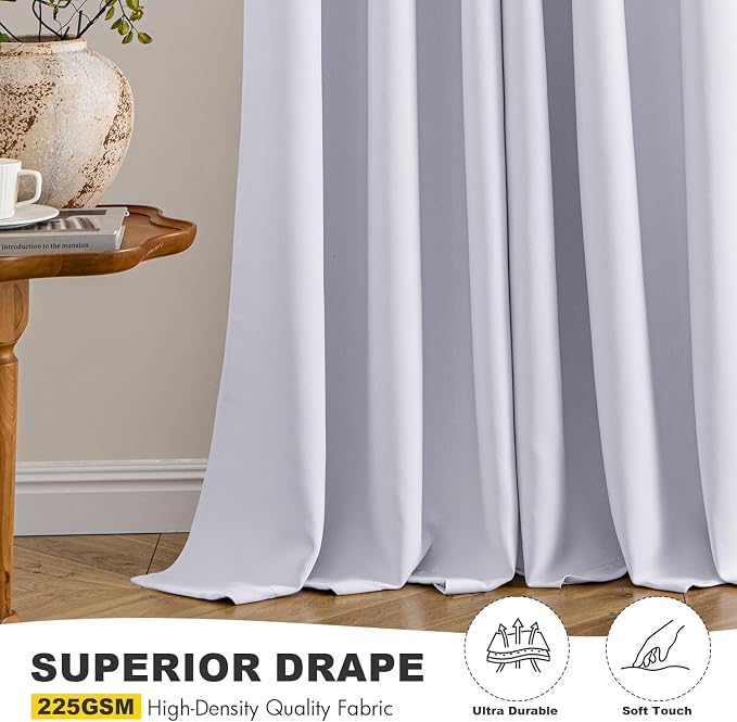 MIULEE Blackout Curtains for Bedroom 2 Panels 29x40 Inch Long Greyish White | Thermal Insulated, Living Room Darkening Grommet Drapes, Noise Reducing, Light Blocking Window Treatments
