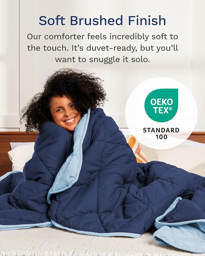 ViscoSoft Full Reversible Comforter - Duvet Insert - Light/Dark Blue | All Season Cooling Lightweight Reversible Quilted Blanket - OEKO-TEX Certified - Down Alternative - Cloud-Soft