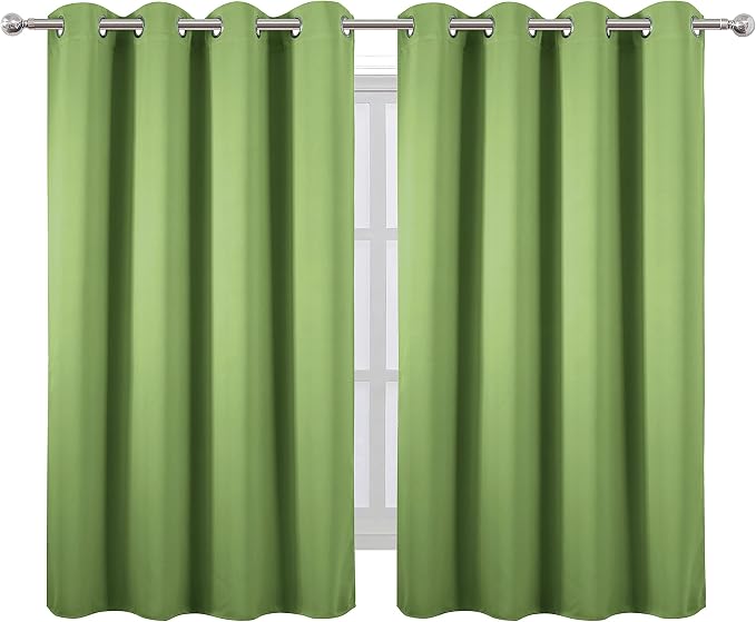 Blackout Curtains 52 x 45 inch/Light Green Curtains Set of 2 Panels/Thermal Insulated Room Darkening Bedroom Curtains