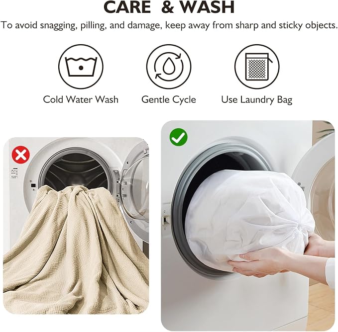 EMME Muslin Blankets for Adults Throw Blanket for Couch Breathable Gauze Soft Lightweight Airy Beige Throw XL 50" x 71"