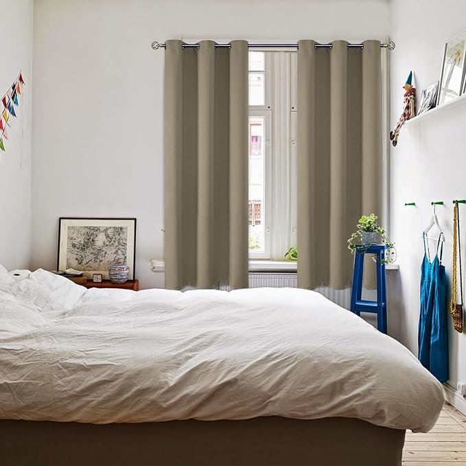 BGment Cocoa Room Darkening Curtains 63 Inch for Bedroom - 2 Panels | Grommet Top, Light-Blocking, Sunblock, Thermal Insulated, Window Drapes for Kids Boys Room, 42x63 Inch