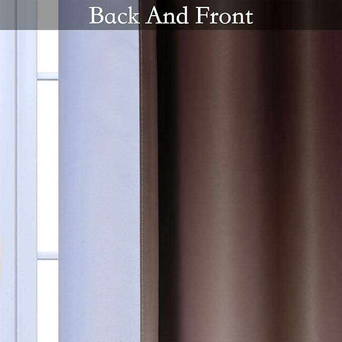 SimpleHome Brown to Grey White Ombre Room Darkening Curtains 84 Inch | Curtains for Living Room,Light Blocking Thick Thermal Insulated Grommet Window Curtains Drapes for Bedroom, 2 Panels,52Wx84L