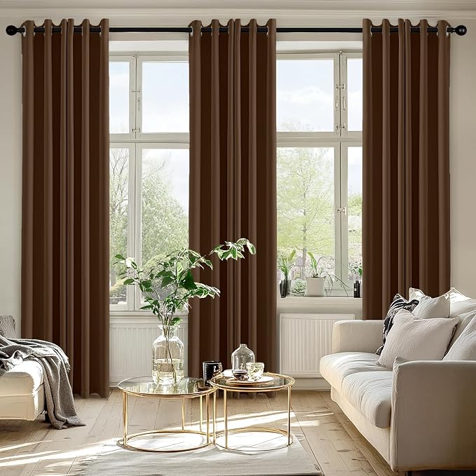 MIULEE Blackout Curtains for Bedroom 2 Panels 40 x 72 Inch Long Brown | Thermal Insulated, Living Room Darkening Grommet Drapes, Noise Reducing, Light Blocking Window Treatments