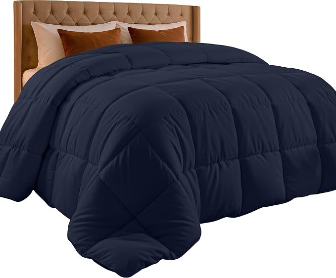 Utopia Bedding Twin Comforter, Duvet Insert, Navy, 64 x 88 Inches | Soft and Fluffy Down Alternative Bed Comforter, All Season, Breathable, Corner Tabs, Box Stitched, Durable, Machine Washable