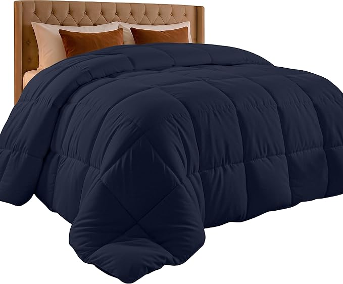 Utopia Bedding Comforter King Size, Duvet Insert, Navy, 90 x 102 Inches | Soft and Fluffy Down Alternative Bed Comforter, All Season, Breathable, Corner Tabs, Box Stitched, Durable, Machine Washable