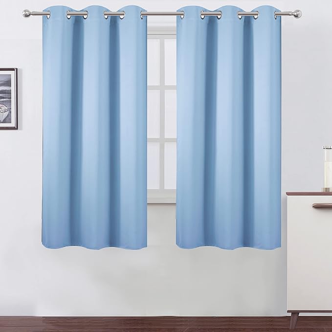 Sky Blue Thermal Blackout Curtains/38 x 63 Inch/Set of 2 Panels Room Darkening Curtains for Bedroom