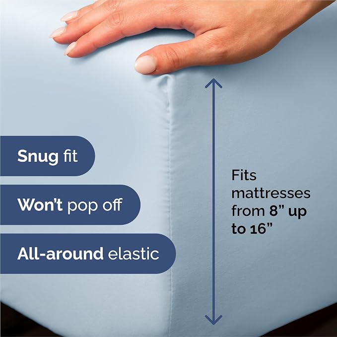 King Size 4 Piece Sheet Set - Comfy Breathable & Cooling Sheets - Sky Blue | Hotel Luxury Bed Sheets for Women & Men, Deep Pockets, Easy-Fit, Extra Soft and Wrinkle Free Sheets, Oeko-Tex Bed Sheet Set