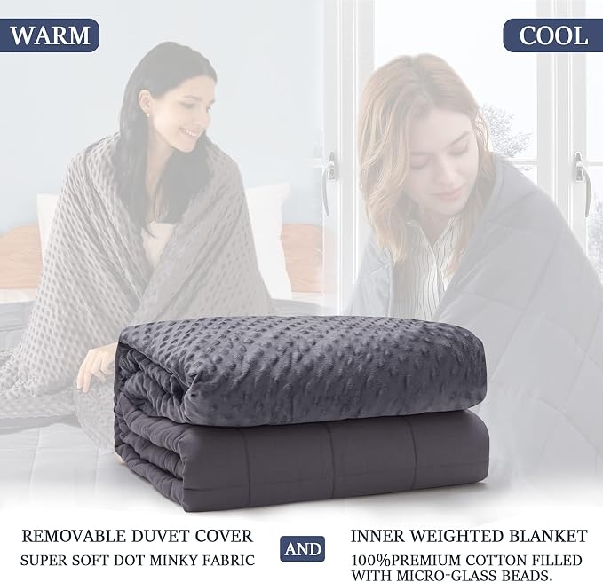 yescool Weighted Blanket with Cover (10 lbs, 41" x 60", Charcoal Gray) Heavy Blanket for Sleeping Perfect for 60-90 lbs, Breathable Blanket with Premium Glass Bead, Machine Washable