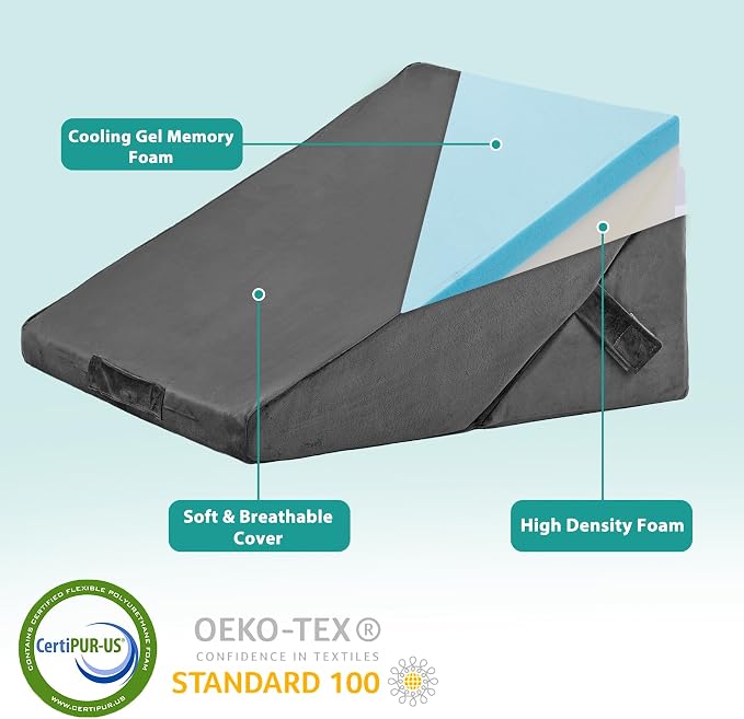 3Pcs Orthopedic Bed Wedge Pillow Set, Foam Wedge Pillow Post Surgery for Back, Leg and Knee Support, Adjustable 9&12 Inch Folding Triangle Pillow for Sleeping, Acid Reflux, Snoring, Velvet