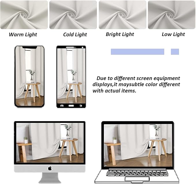 Simplebrand Ava Natural Blackout Curtains for Bedroom 90 Inches Long 2 Panels Set, Solid Privacy Energy Saving Living Room Window Treatment Curtains Blackout Drapes, W50 x L90 Inch, Natural
