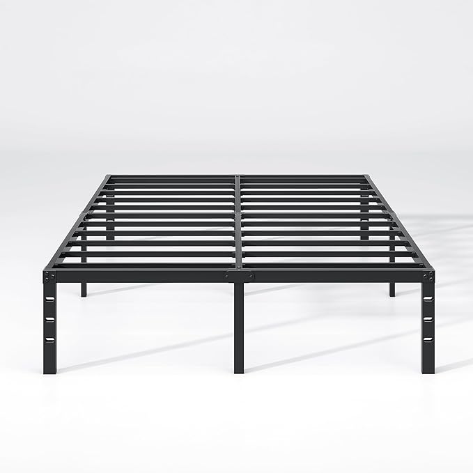 NEW JETO Metal Bed Frame,King Size Bed Frame with Storage Space,14 Inch | Heavy Duty Sturdy Mattress Foundation,Easy Assembly,No Box Spring Needed, Black,Bedroom Furniture