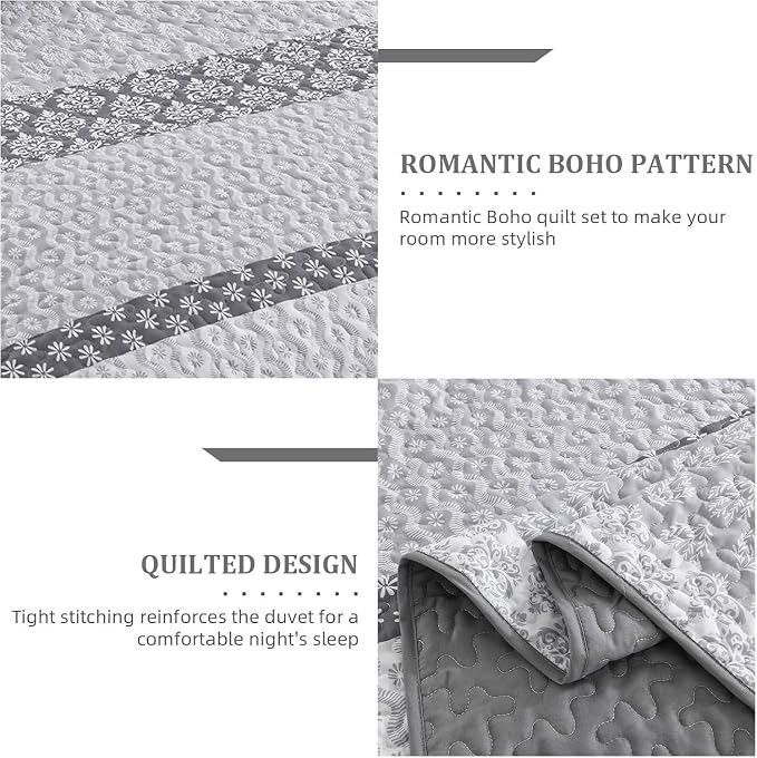 Cottolester Boho Full Quilt Bedding Set,Teal Striped Lightweight Bedspread | Soft Microfiber Coverlet,Breathable All-Season,Machine Washable,3-Piece Set,Fits King 90"x78",Cozy Essential for Men Women